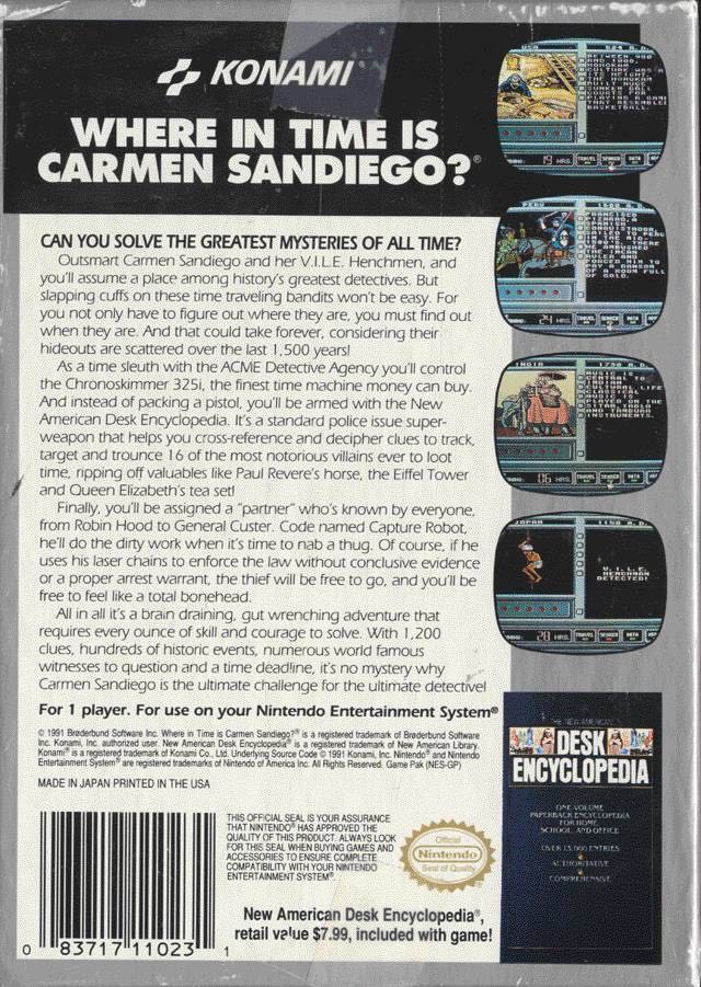 Where in Time is Carmen Sandiego? - Nintendo Entertainment System (NES) video game collectible - Main Image 2