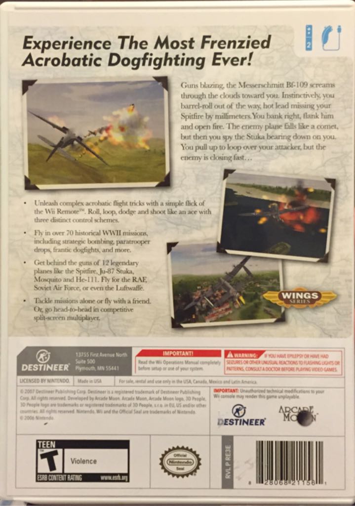 WWII Aces - Nintendo Wii (Destineer - 2) video game collectible [Barcode 828068211561] - Main Image 2
