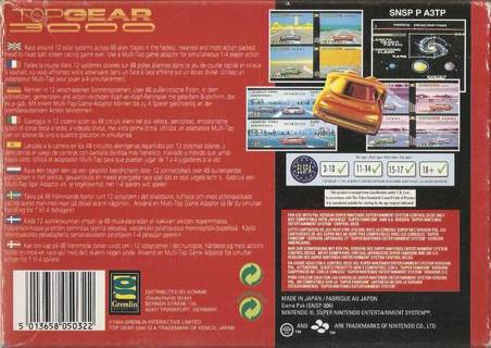 Top Gear 3000 - Nintendo Super Nintendo Entertainment System (SNES) (Kemco - 2) video game collectible [Barcode 741648001119] - Main Image 2