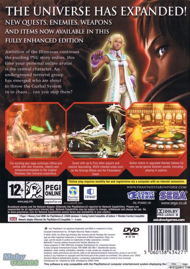 Phantasy Star Universe: Ambition of the Illuminus - Sony PlayStation 2 (PS2) (Sega - 1) video game collectible [Barcode 010086631159] - Main Image 2