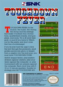 Touchdown Fever - Nintendo Entertainment System (NES) (SNK - 1-2) video game collectible [Barcode 018484245008] - Main Image 2