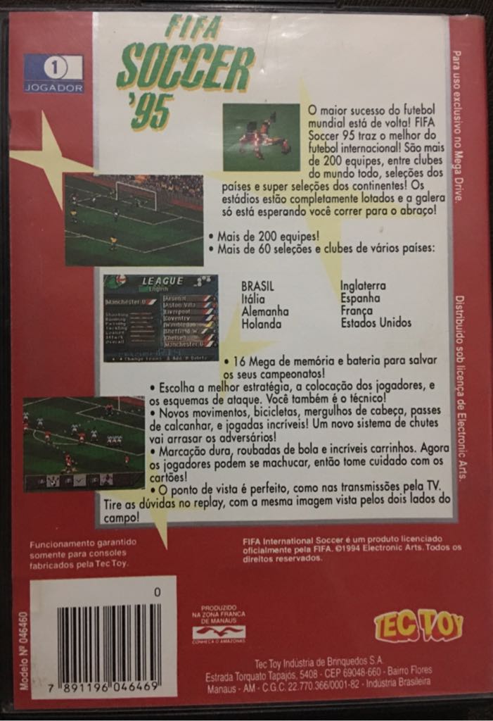 Fifa Soccer 95 - Sega Genesis (Mega Drive) (TEC TOY - 1) video game collectible [Barcode 7891196046469] - Main Image 2