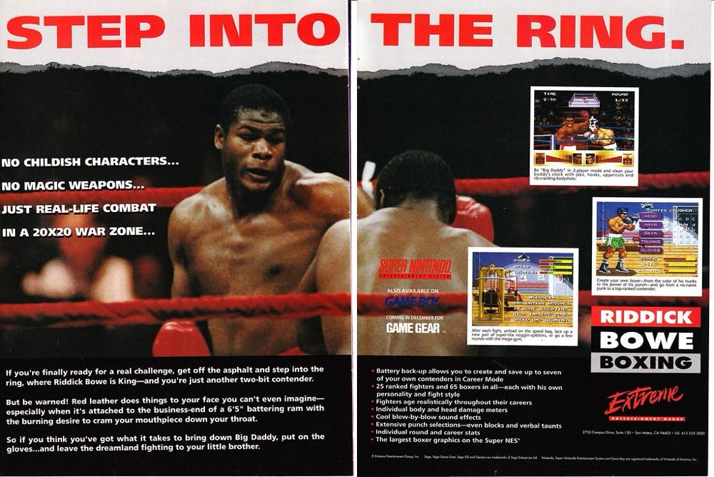 Riddick Bowe Boxing - Nintendo Super Nintendo Entertainment System (SNES) (Extreme Entertainment Group, Inc. - 1-2) video game collectible - Main Image 3