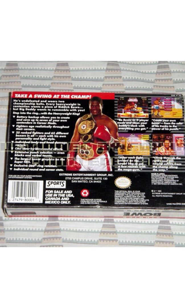 Riddick Bowe Boxing - Nintendo Super Nintendo Entertainment System (SNES) (Extreme Entertainment Group - 2) video game collectible - Main Image 2