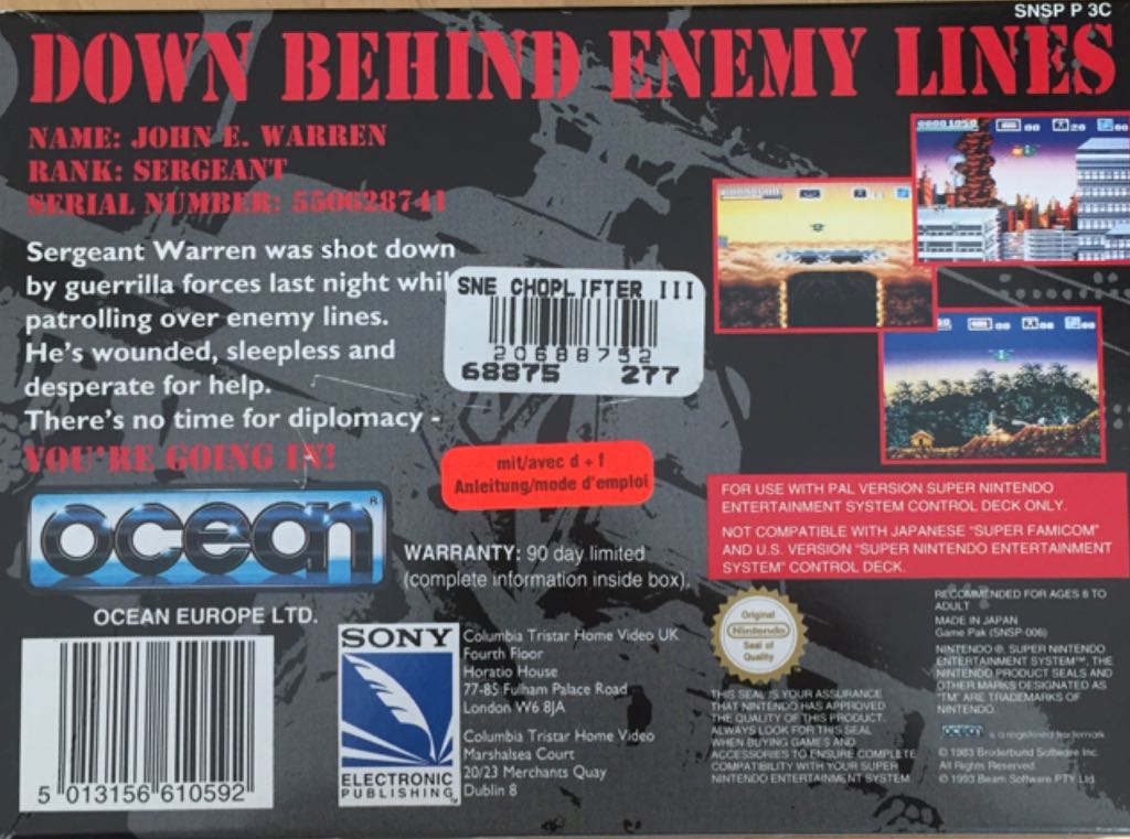 Choplifter III - Nintendo Super Nintendo Entertainment System (SNES) (Extreme Entertainment Group - 1) video game collectible [Barcode 5013156610592] - Main Image 2