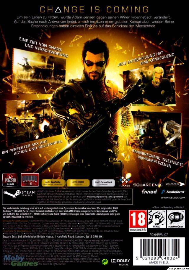 Deus Ex Human Revolution Benelux Edition - Sony PlayStation 3 (PS3) (Square Enix - 1) video game collectible [Barcode 5021290042285] - Main Image 2