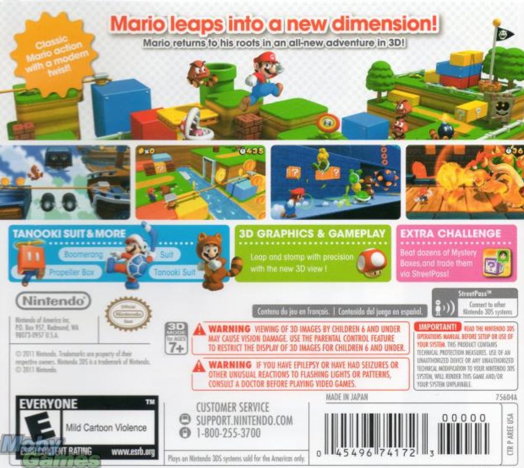 Super Mario 3d Land - Nintendo 3DS (Ds Nintendo - 1) video game collectible - Main Image 2