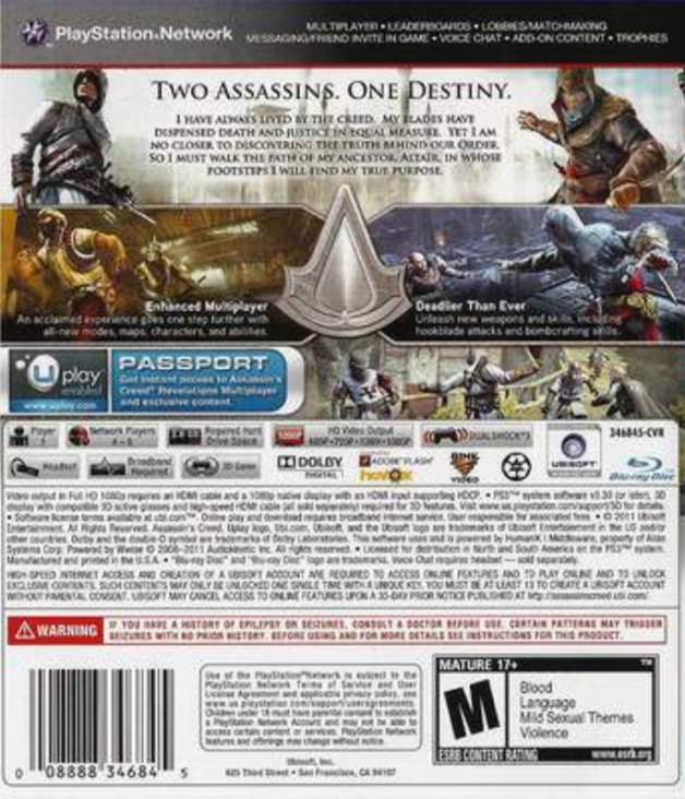 Assassins Creed: Revelations - Sony PlayStation 3 (PS3) (Ubisoft - 1) video game collectible [Barcode 3307215638064] - Main Image 2