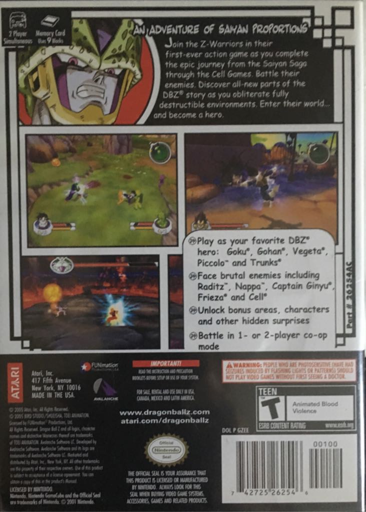 Dragon Ball Z Sagas - Sony PlayStation 2 (PS2) (Atari - 2) video game collectible [Barcode 4984343998407] - Main Image 2