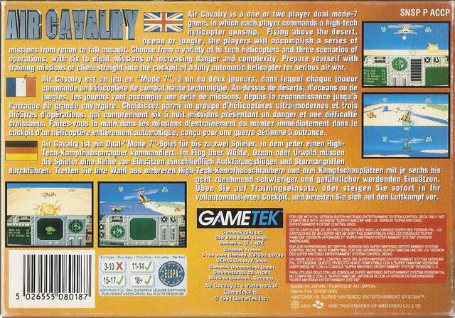 Air Cavalry - Nintendo Super Nintendo Entertainment System (SNES) video game collectible - Main Image 2