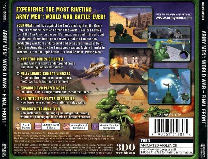 Army Men: World War - Final Front (2001) - Sony PlayStation (2) video game collectible [Barcode 790561518815] - Main Image 2