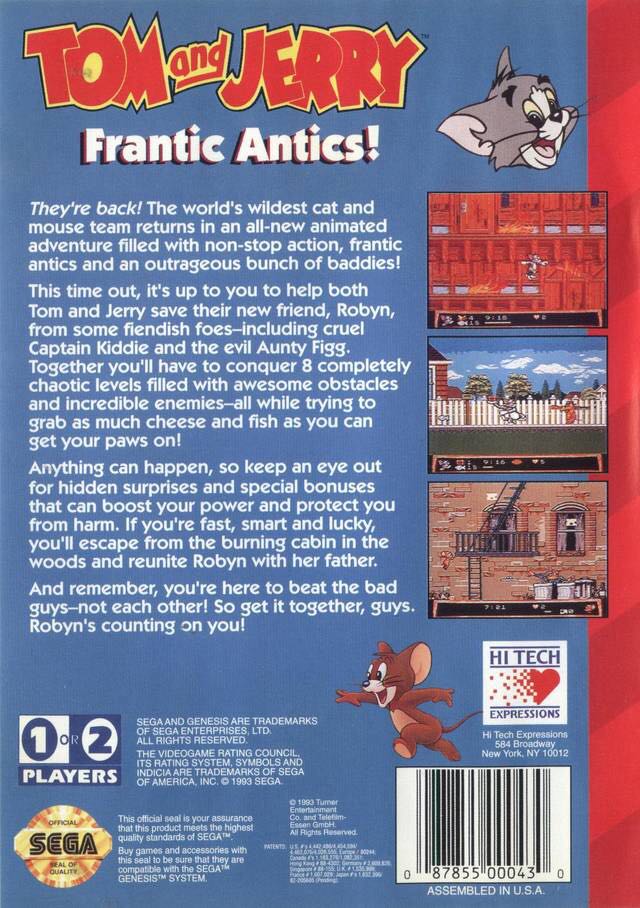 Tom and Jerry: Frantic Antics! - Sega Genesis (Mega Drive) (Sega - 2) video game collectible [Barcode 087855000430] - Main Image 2