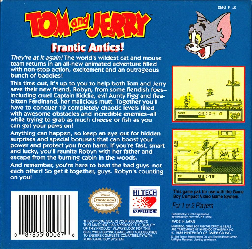 Tom and Jerry: Frantic Antics! - Nintendo Game Boy video game collectible - Main Image 2
