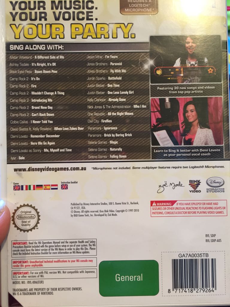 Disney Sing It: Party Hits - Nintendo Wii video game collectible [Barcode 8717418279264] - Main Image 2