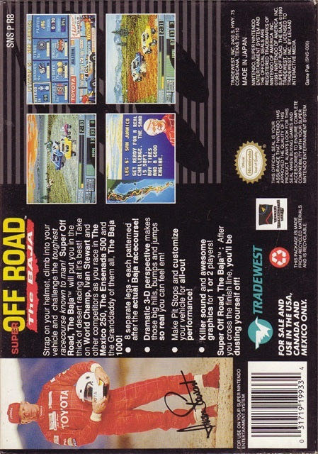 Super Off Road: The Baja - Nintendo Super Nintendo Entertainment System (SNES) (Tradewest - 1) video game collectible - Main Image 2