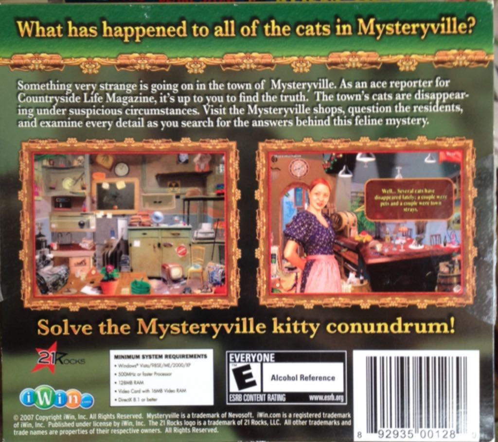 Mysteryville - PC (Reflexive Entertainment) video game collectible [Barcode 892935001289] - Main Image 2