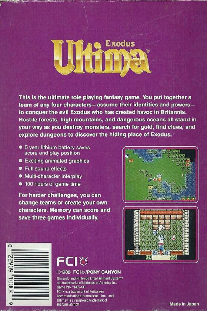 Exodus Ultima - Nintendo Entertainment System (NES) (FCI) video game collectible - Main Image 2