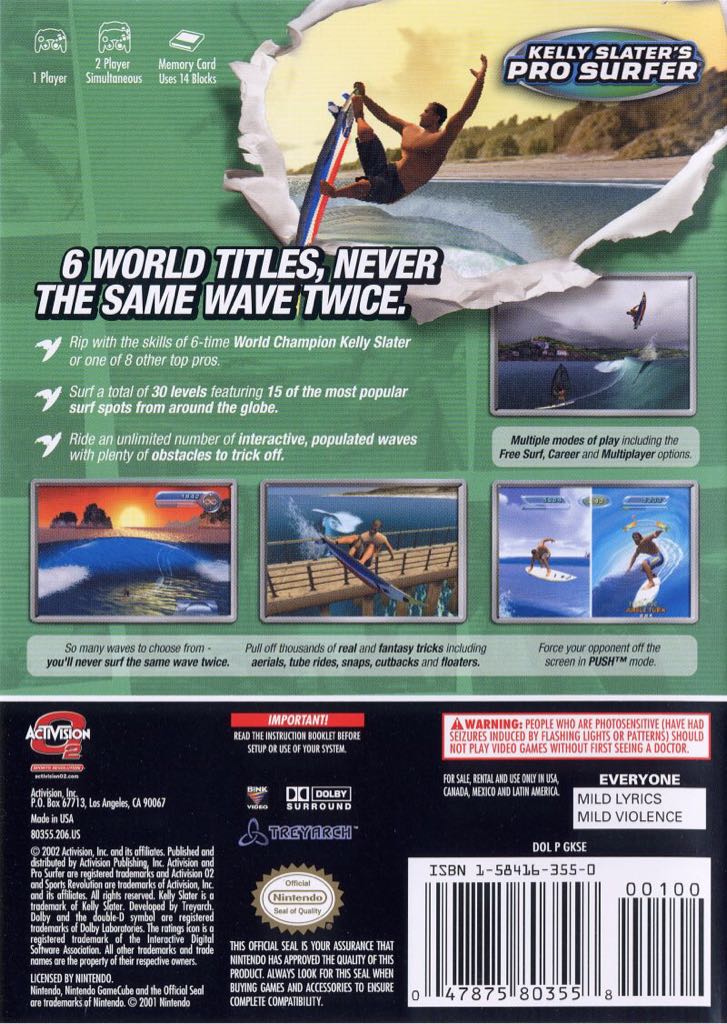 Kelly Slater’s Pro Surfer - Sony PlayStation 2 (PS2) (Activision Blizzard - 2) video game collectible [Barcode 5030917015816] - Main Image 2
