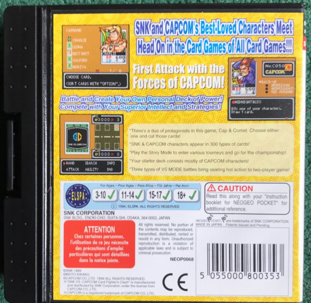 Card Fighters’ Clash Capcom Version - SNK Neo Geo Pocket Color video game collectible [Barcode 5055000800353] - Main Image 2