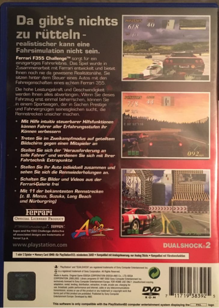 Ferrari F355 Challenge - Sony PlayStation 2 (PS2) video game collectible [Barcode 711719383925] - Main Image 2