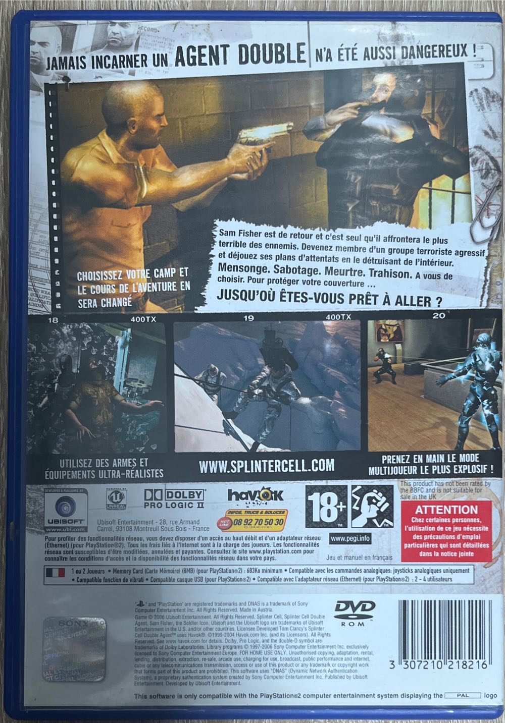 Tom Clancy’s Splinter Cell Double Agent - Sony PlayStation 2 (PS2) (Ubisoft - 2) video game collectible [Barcode 3307210218216] - Main Image 2