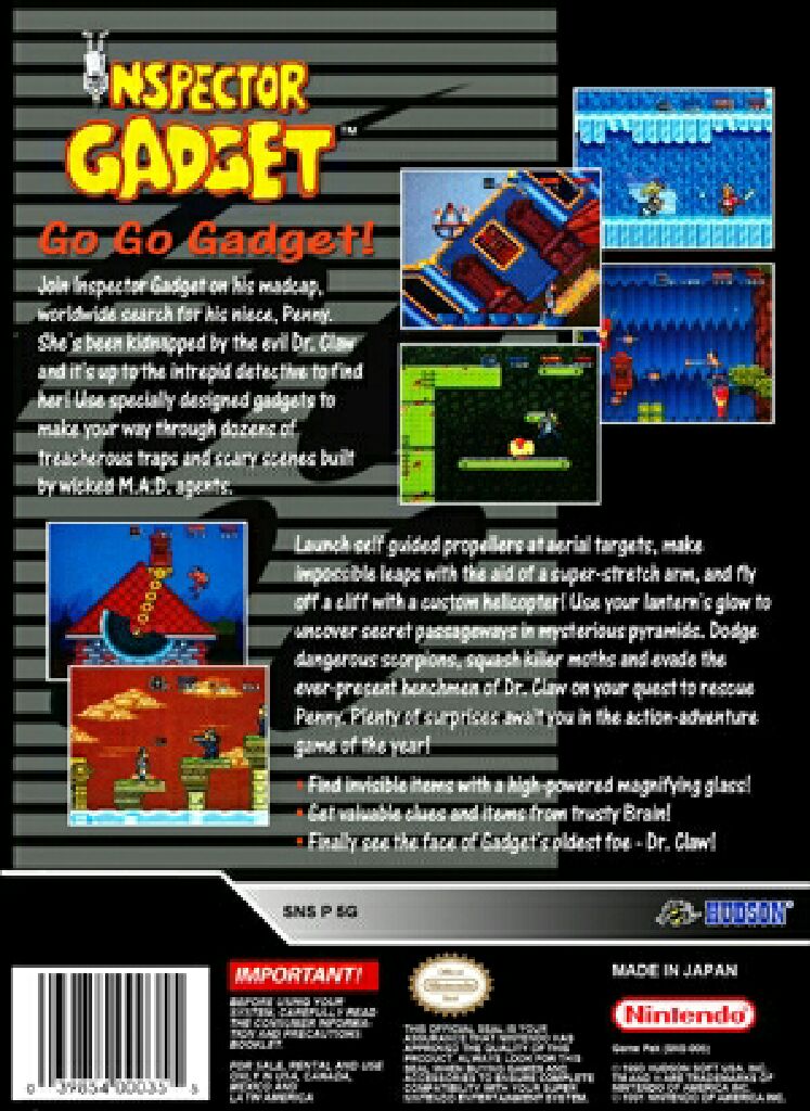 Inspector Gadget - Nintendo Super Nintendo Entertainment System (SNES) video game collectible - Main Image 2