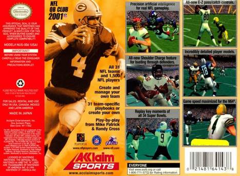 NFL Quarterback Club 2001 - Sega Dreamcast (Acclaim Enternainment - 1-4) video game collectible [Barcode 021481832164] - Main Image 2