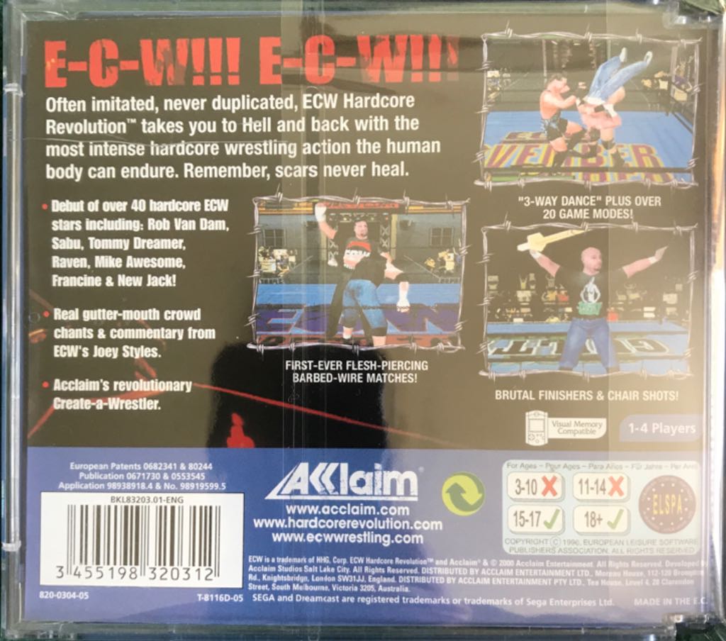 ECW Hardcore Revolution - Sega Dreamcast (Acclaim Entertainment - 4) video game collectible [Barcode 3455198320312] - Main Image 2