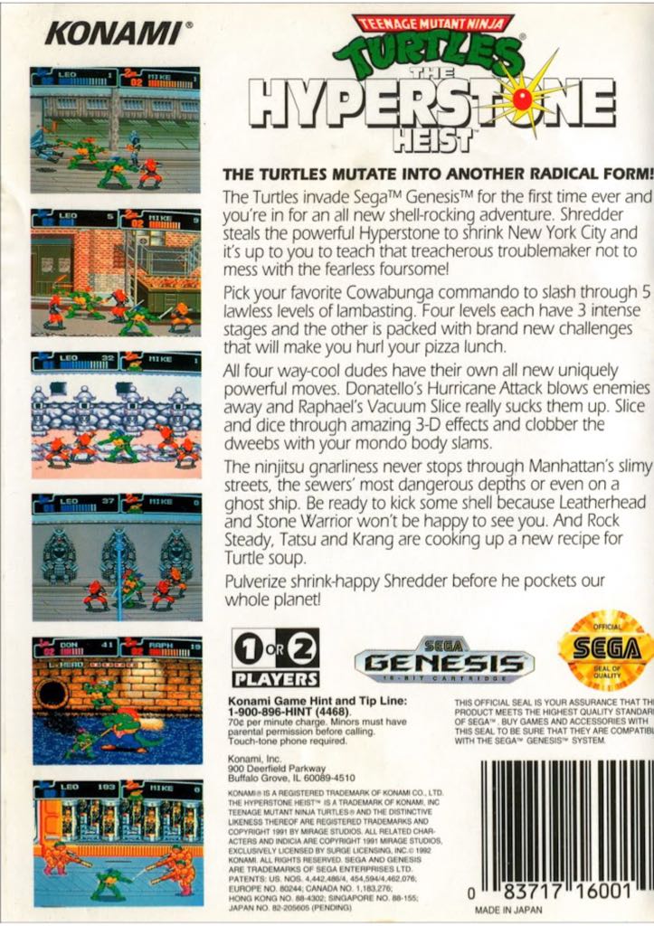 Teenage Mutant Ninja Turtles: The Hyperstone Heist - Sega Genesis (Mega Drive) video game collectible - Main Image 2