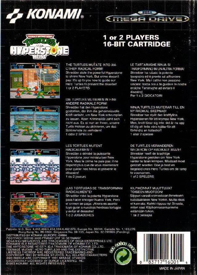 Teenage Mutant Ninja Turtles: The Hyperstone Heist - Sega Genesis (Mega Drive) (Konami) video game collectible - Main Image 2
