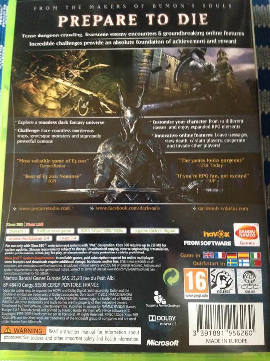 Dark Souls - Microsoft Xbox 360 (Namco Bandai - 1) video game collectible [Barcode 3391891956260] - Main Image 2