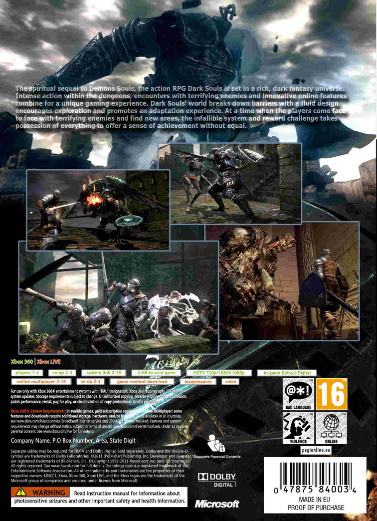 Dark Souls - Microsoft Xbox 360 (Namco Bandai - 4) video game collectible [Barcode 3391891957809] - Main Image 2