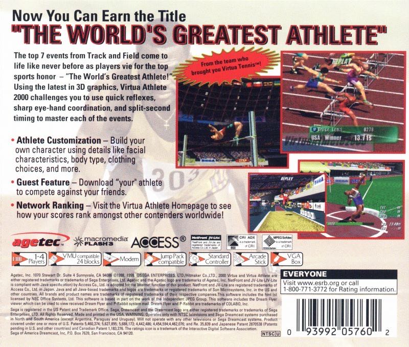 (JPN) Sega Sports Virtua Athlete 2K - Sega Dreamcast (Sega Coporation - 1-4) video game collectible [Barcode 093992057602] - Main Image 2