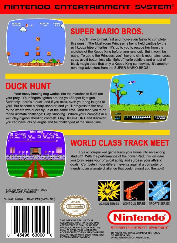 Super Mario Bros./ Duck Hunt/ World Class Track Meet - Nintendo Entertainment System (NES) (Bandai - 1-2) video game collectible [Barcode 786309012684] - Main Image 2