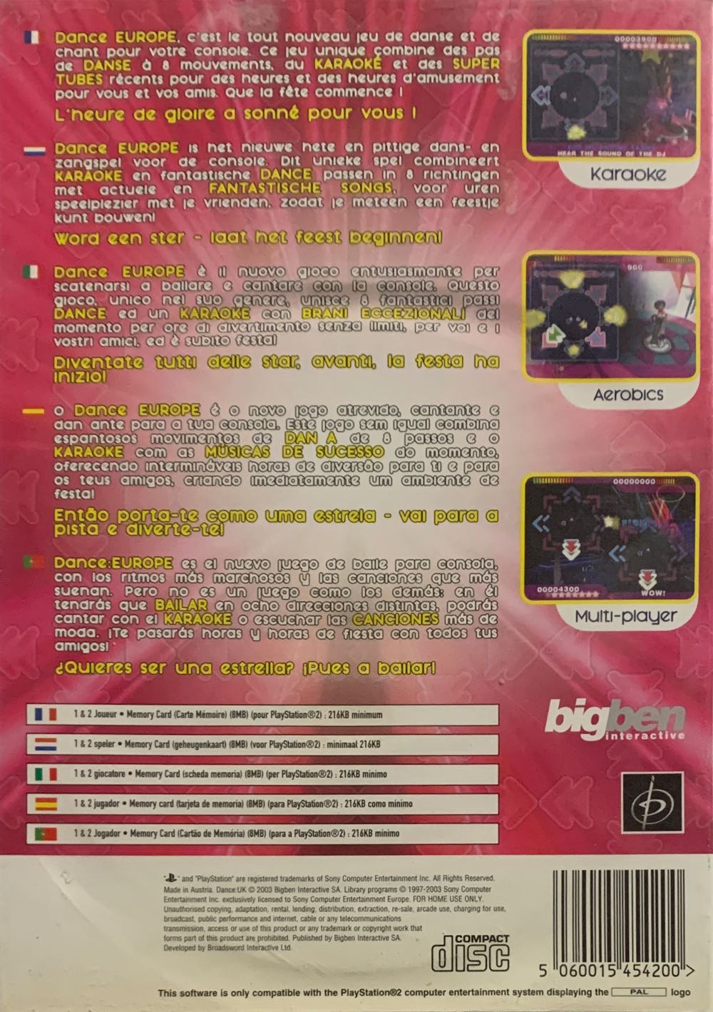 Dance Europe - Sony PlayStation 2 (PS2) (Bigben Interactive - 1 to 8 players (offline)) video game collectible [Barcode 5060015454200] - Main Image 2