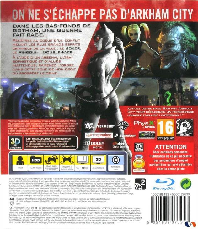Batman : Arkham city - Sony PlayStation 3 (PS3) (WB Games - 1) video game collectible [Barcode 5051889073253] - Main Image 2