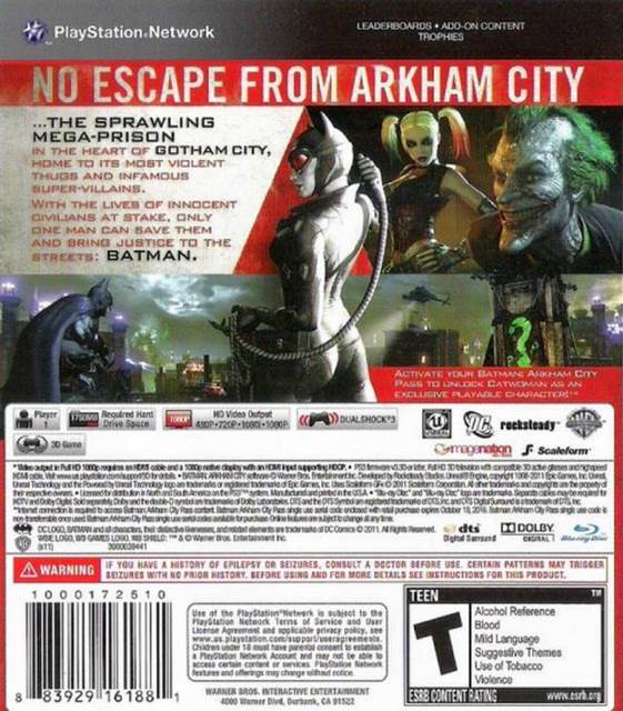 Batman: Arkham City - Sony PlayStation 3 (PS3) (Rocksteady - 1) video game collectible [Barcode 5051890111111] - Main Image 2
