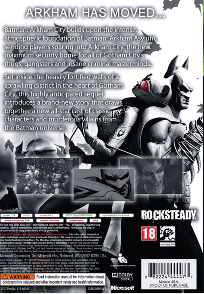 Batman: Arkham City - Microsoft Xbox 360 (WB Games - 1) video game collectible [Barcode 5051892072700] - Main Image 2
