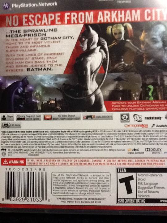 Batman: Arkham City - Sony PlayStation 3 (PS3) (Warner Bros. Interactive, Eidos Interactive - 1) video game collectible [Barcode 883929172054] - Main Image 2