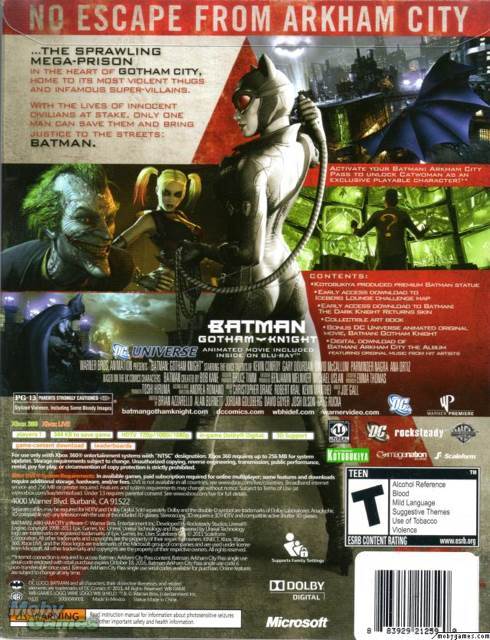Batman: Arkham City - Microsoft Xbox 360 (Rocksteady Studios - 1) video game collectible [Barcode 883929212293] - Main Image 2