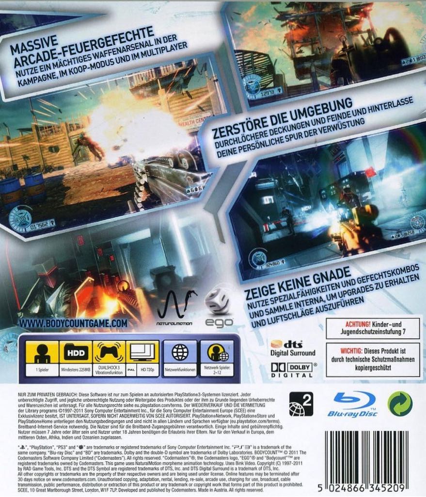 Bodycount - Sony PlayStation 3 (PS3) (Codemasters - 1) video game collectible [Barcode 5024866345209] - Main Image 2