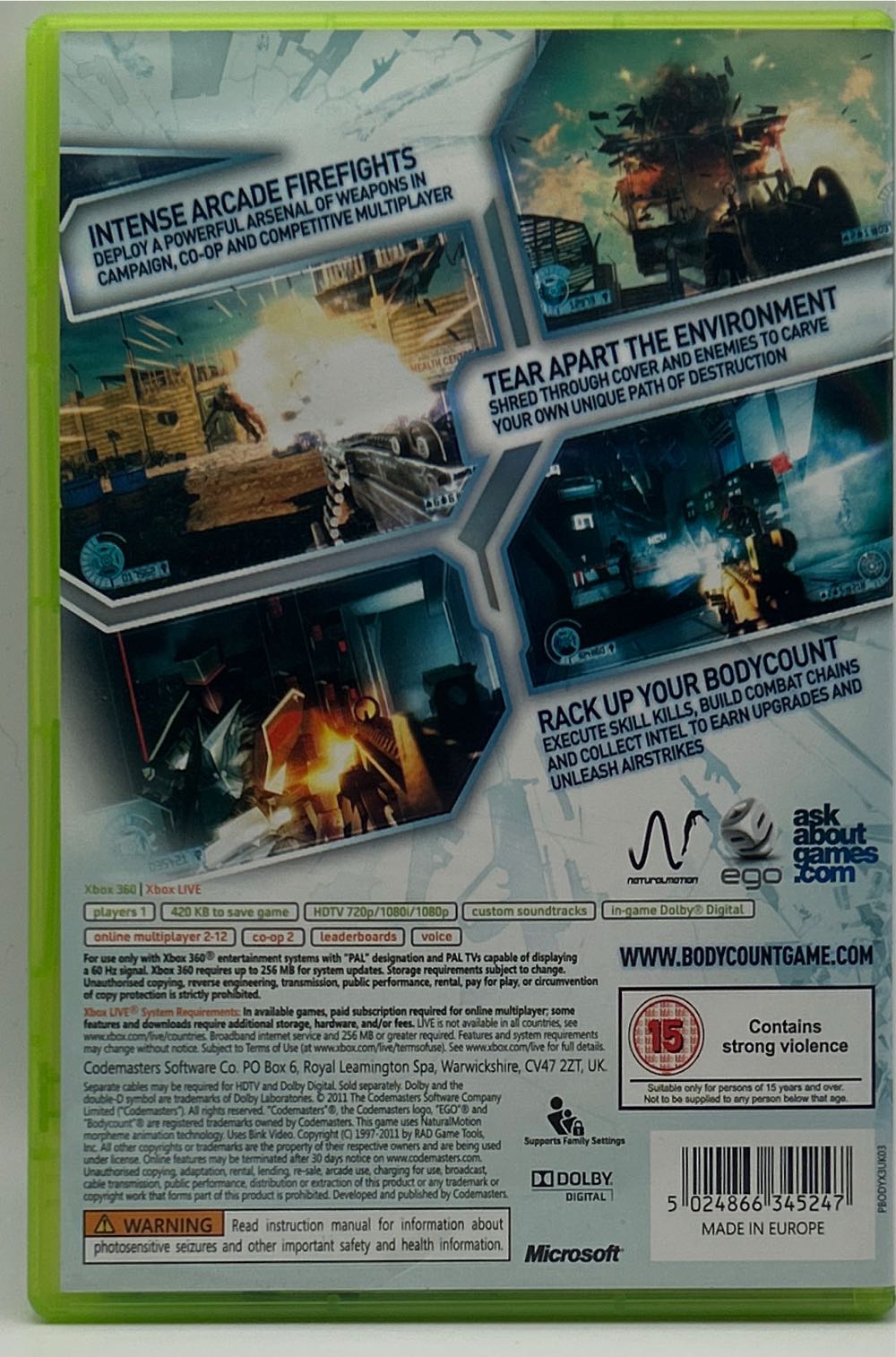 Bodycount - Microsoft Xbox 360 (Codemasters - 12) video game collectible [Barcode 5024866345247] - Main Image 2