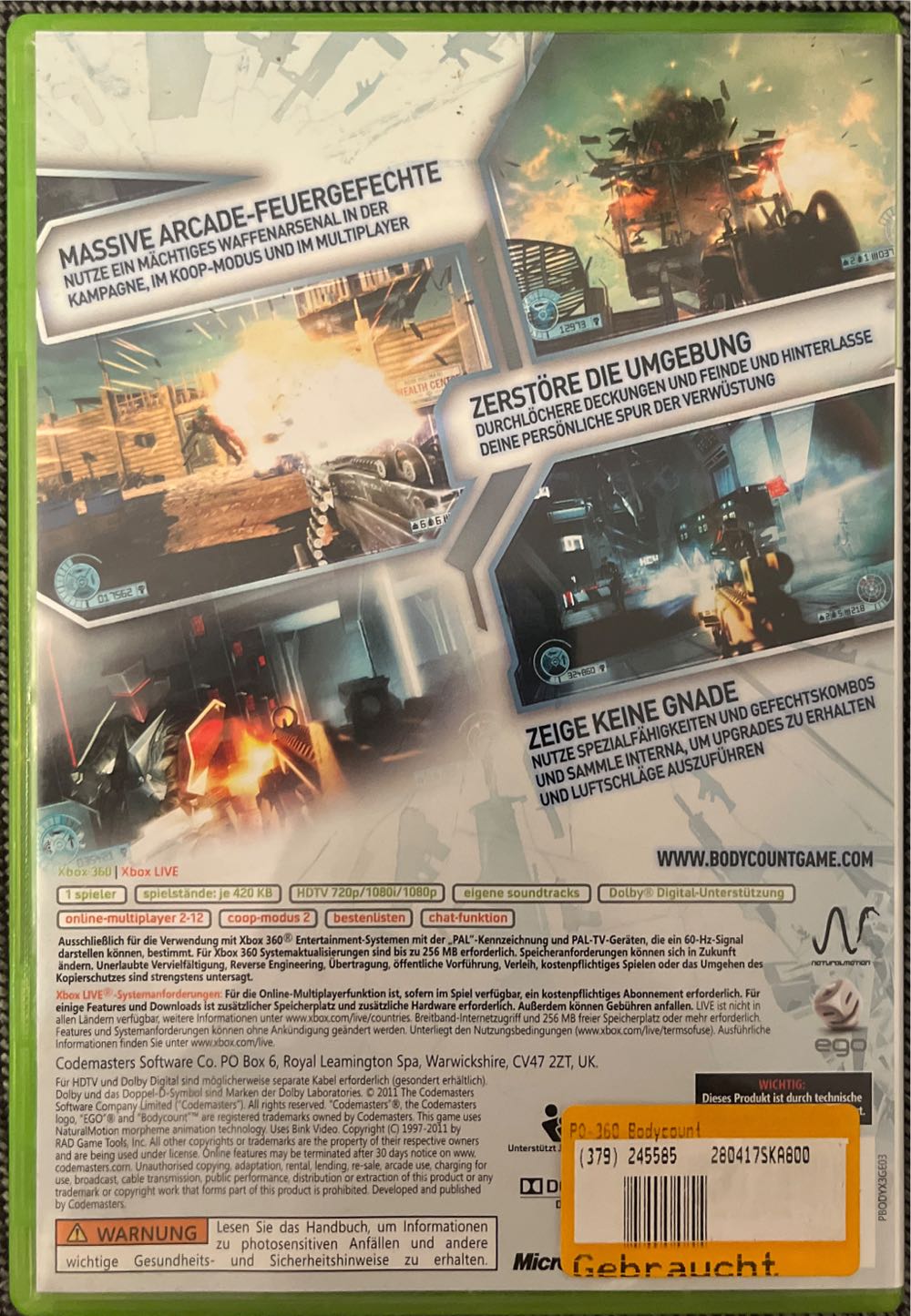 Bodycount - Microsoft Xbox 360 video game collectible [Barcode 5024866345261] - Main Image 2