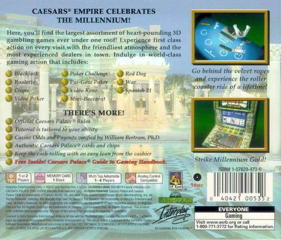 Caesar’s Palace 2000 - Sony PlayStation (Interplay Entertainment - 4) video game collectible [Barcode 040421005352] - Main Image 2