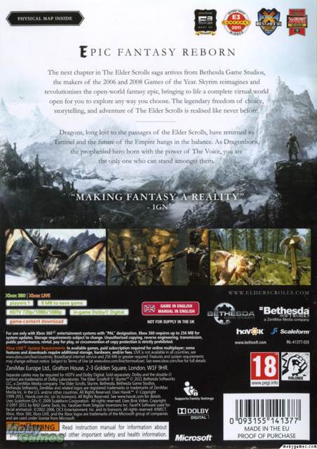 Elder Scrolls V: Skyrim - Sony PlayStation 3 (PS3) (Bethesda Softworks - 1) video game collectible [Barcode 0093155141209] - Main Image 2