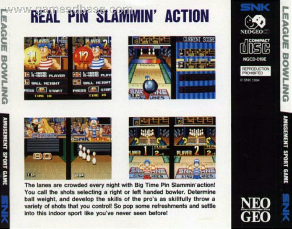 League Bowling - SNK Neo Geo CD video game collectible - Main Image 2