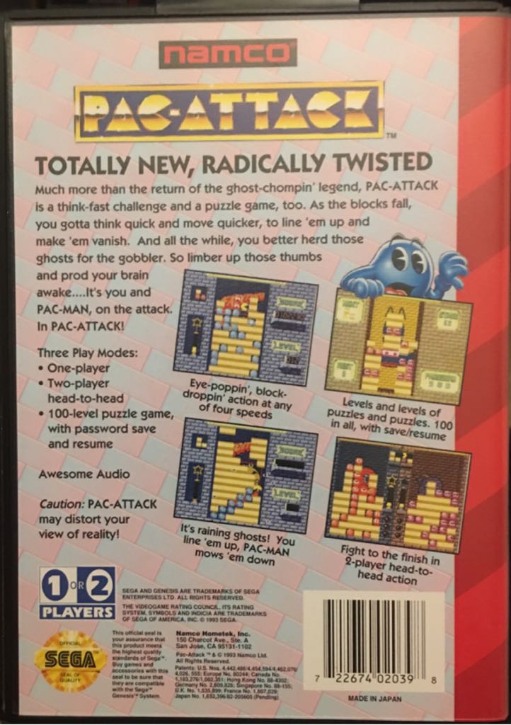 Pac-Attack - Nintendo Super Nintendo Entertainment System (SNES) video game collectible [Barcode 082200003487] - Main Image 2