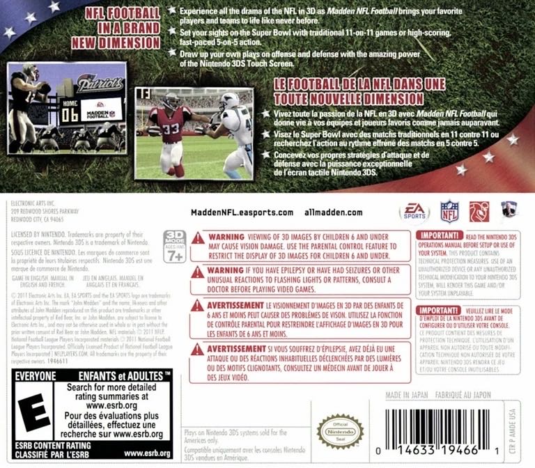Madden NFL Football - Nintendo 3DS (EA Sports) video game collectible - Main Image 2