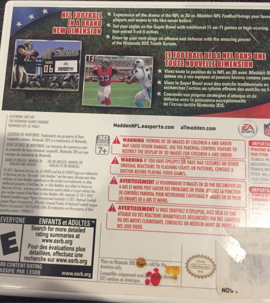 Madden Football - Nintendo 3DS (Ea Sports) video game collectible - Main Image 2