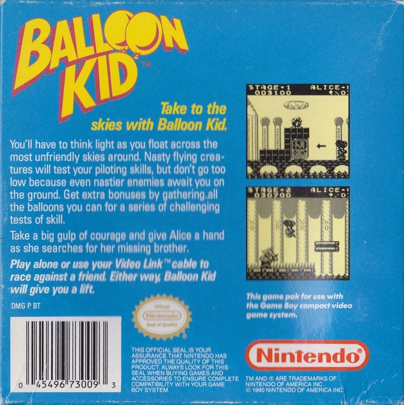 Balloon Kid - Nintendo Game Boy (Nintendo - 1) video game collectible [Barcode 045496730093] - Main Image 2
